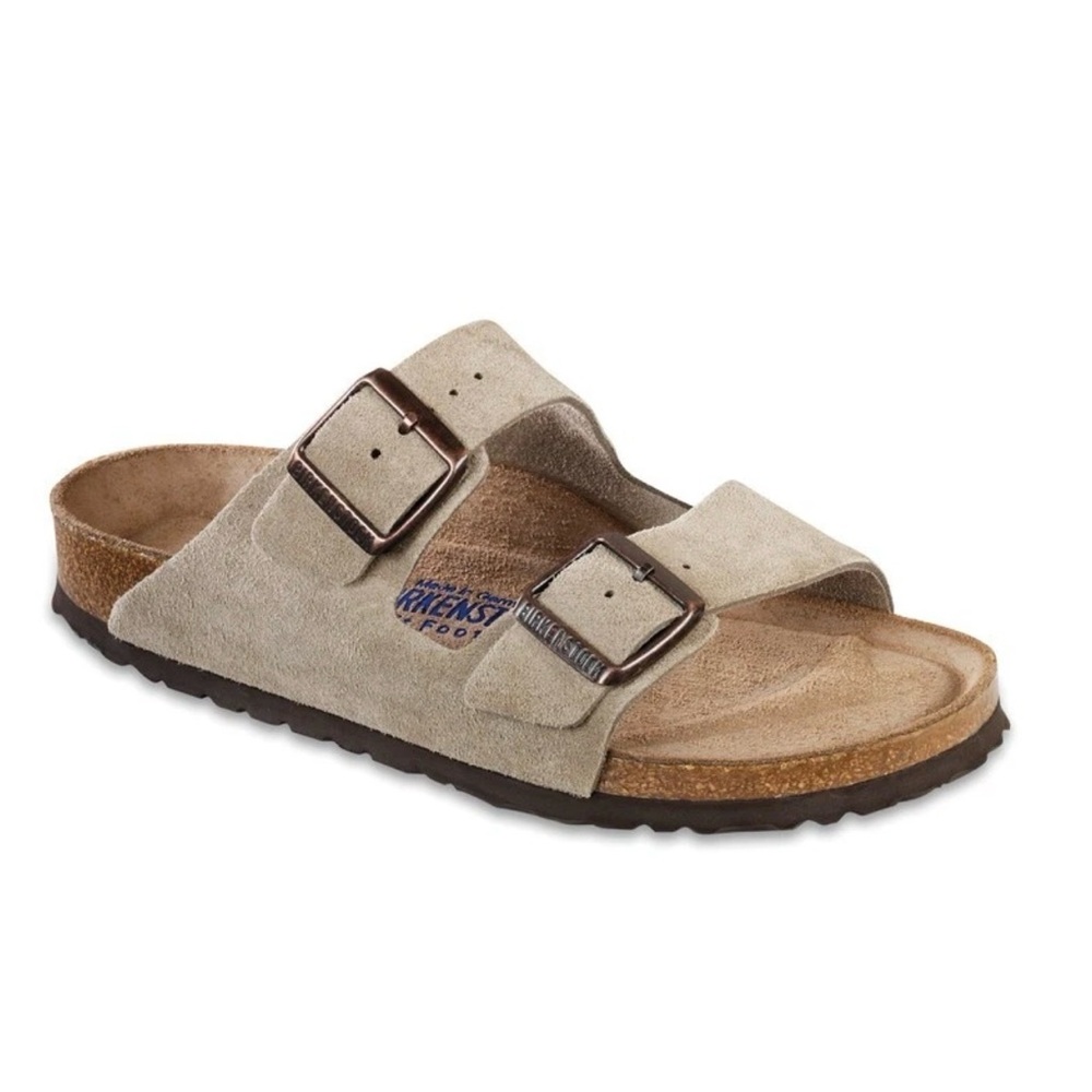 Men's BIRKENSTOCK Taupe Arizona Soft Footbed Suede Sz 44 Reg Wide US 11